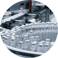Automated glass vial production line by Redex Glass, showcasing custom manufacturing capability.