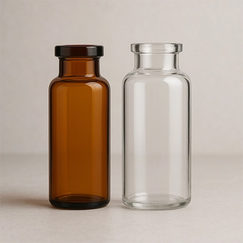 Redex Glass amber and clear injection vials displayed side by side on a neutral background.